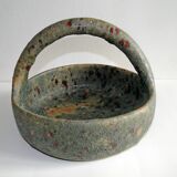 Old terracotta basket signed Campo Piano Orezza Corsican pottery Vintage 1960