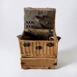 Vintage Flamingo Wicker Picnic Basket