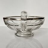 Val Saint Lambert Crystal Fruit Bowl | Silver Rim | Art Deco