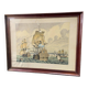 Lithograph view of Saint Malo 17th century with sailboats signed Daniel Derveaux