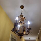 Set of 3 gold painted metal chandeliers