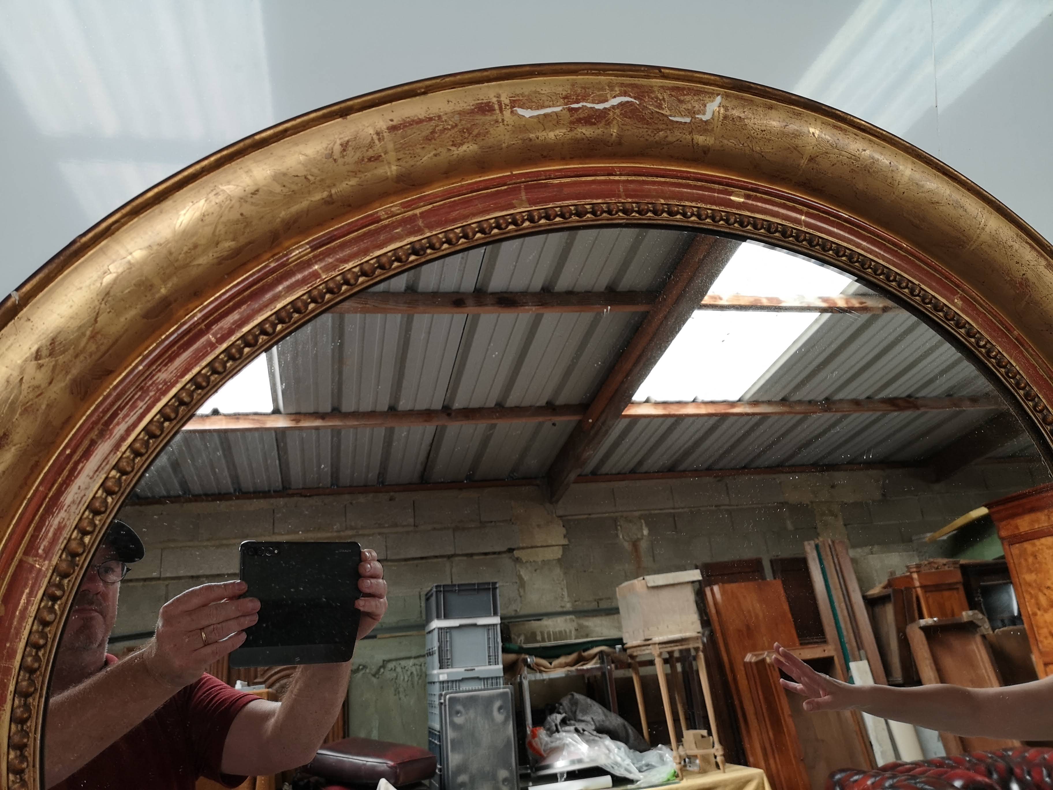 Oval mirror gilded wood - 84x100cm
