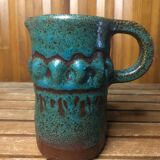Old Vintage Brown & Green Ceramic Pitcher