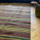 Romanian vintage carpet with stripes, made by hand in wool