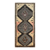 Tapis vintage turc Oushak fait main en laine et coton jaune, années 1970