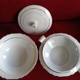WHITE AND GOLD TUREEN AND SALAD BOWL