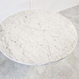 Vintage round White marble dining table 1970s