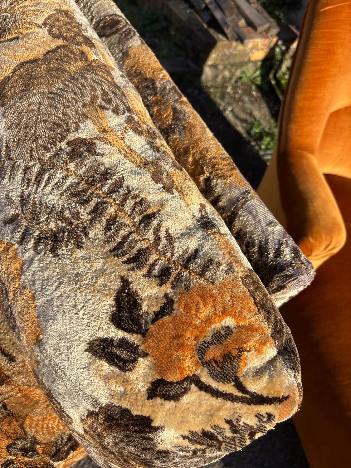 Vintage velvet convertible sofa