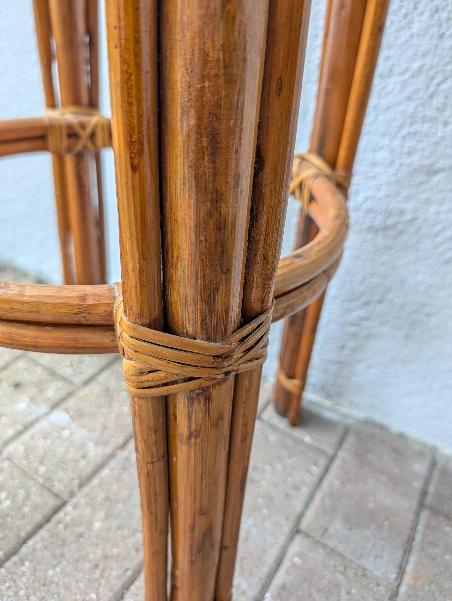 Tabouret haut en rotin – années 1960