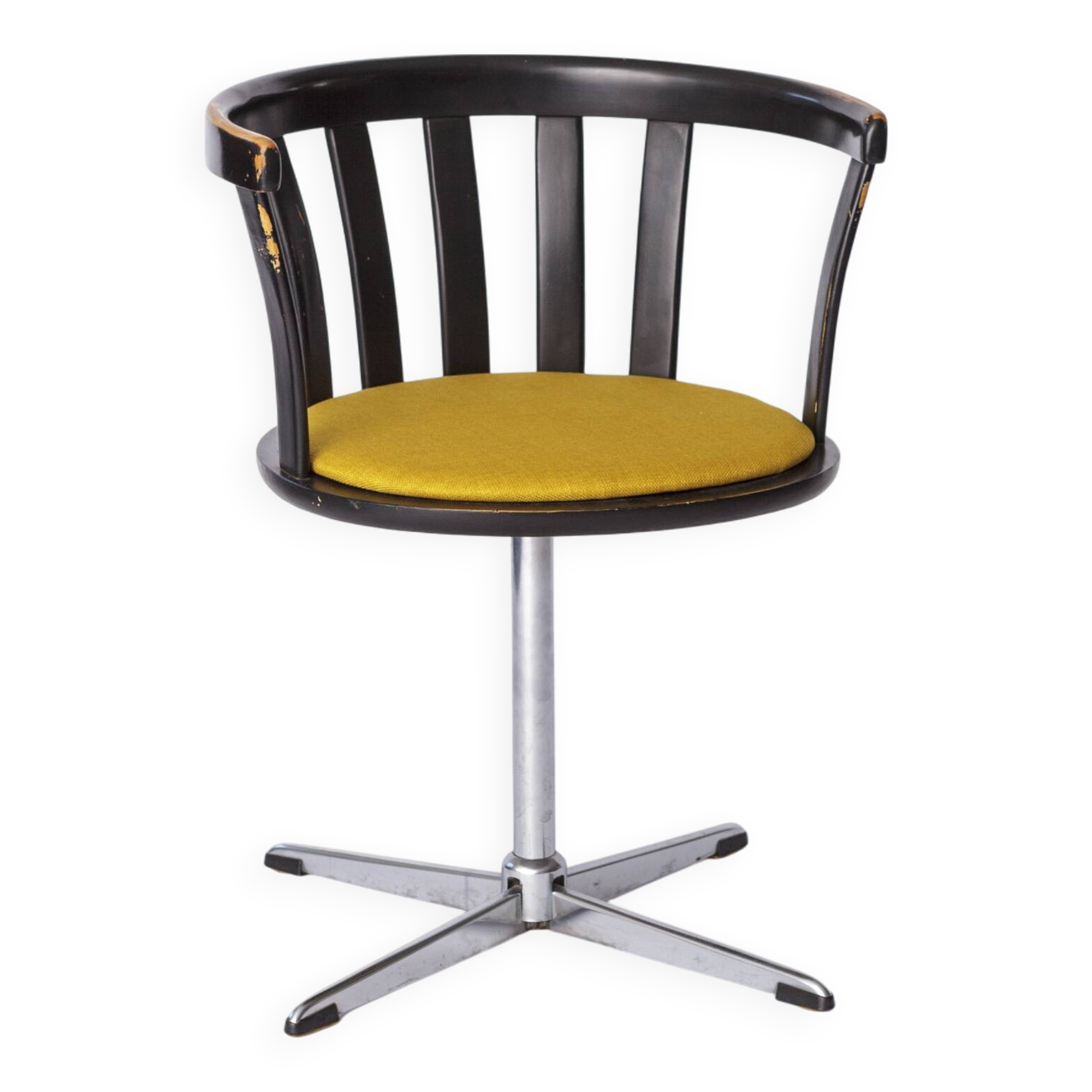 Paire de chaises pivotantes vintage – Design allemand des années 1970 – Hêtre laqué noir