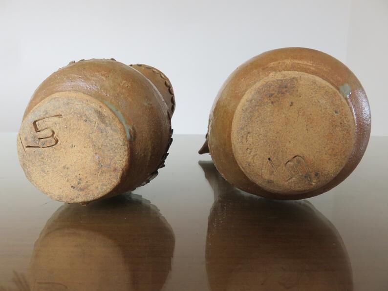 2 ceramic zoomorphic vases, signed 50s