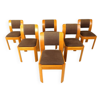 Vintage brutalist dining chairs, set of 6 - 1970s