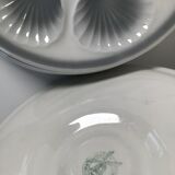 6 assiettes à huîtres Moulin des Loups blanc et gris