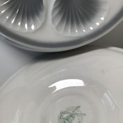 6 assiettes à huîtres Moulin des Loups blanc et gris