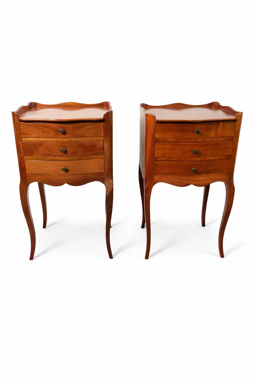 Pair of Louis XV style bedside tables in cherry wood.