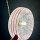 Vintage white clichy glass lampshade pendant light with red trim
