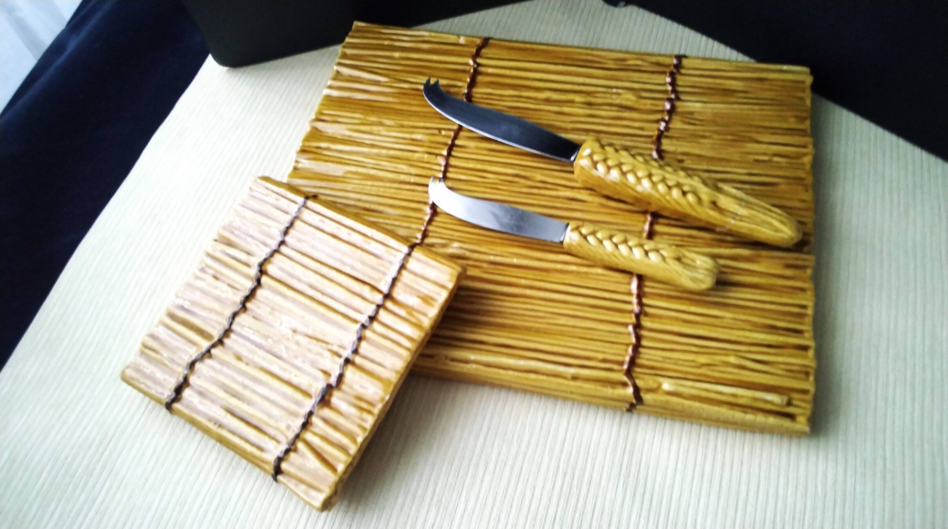 Cheese board and matching butter dish, Vallauris ceramic