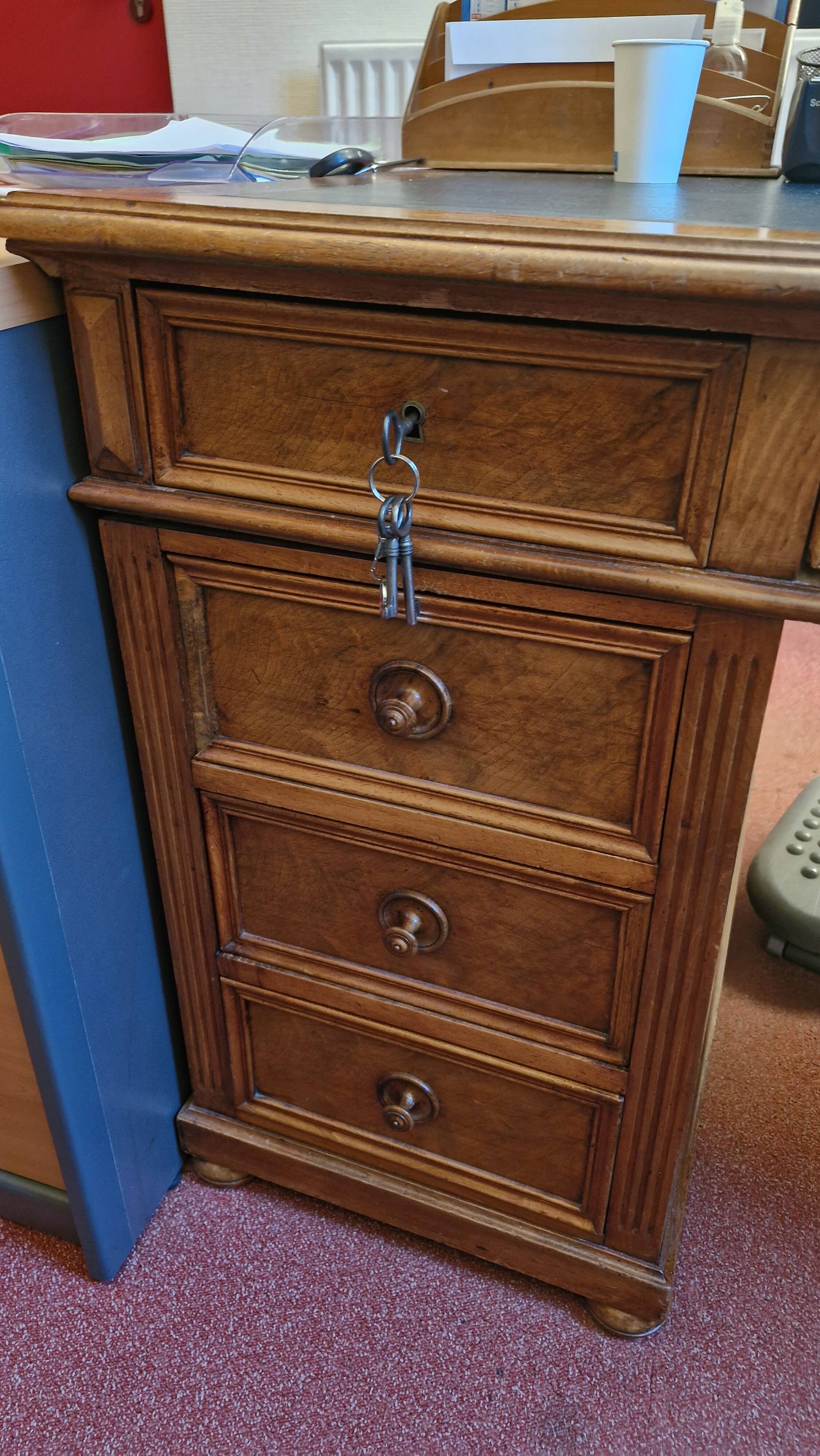 Walnut desk with leather top
