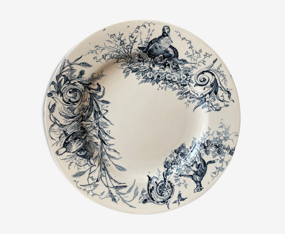 Assiette plate keller et guerin, lunéville modèle chasse