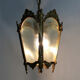 Old lantern with 4 faces in glass, chandelier in gilded bronze and glass, year 60