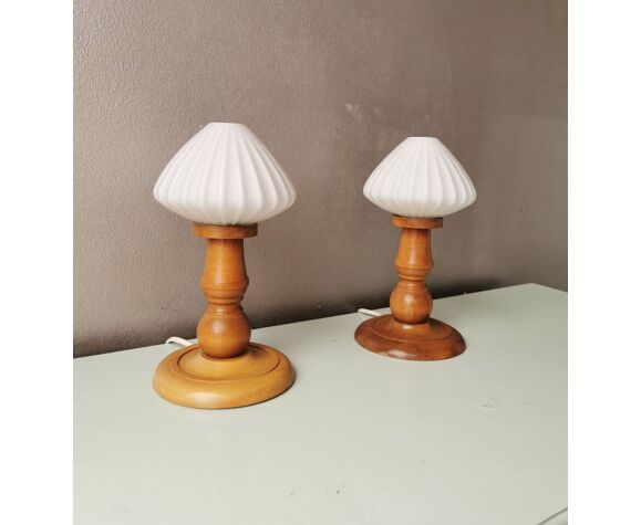 Set Of 2 Vintage 70s Wooden Table Lamps Selency Set Of 2 Vintage 70s Wooden Table Lamps, Vintage Wood Table Lamps