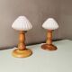 Set de 2 lampes de table vintage en bois 70s