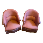 Paire de fauteuils crapaud de couleur rose
