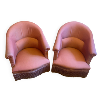 Paire de fauteuils crapaud de couleur rose