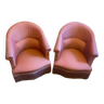 Paire de fauteuils crapaud de couleur rose
