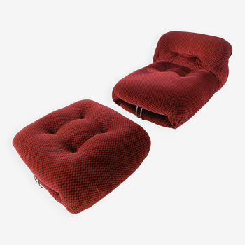 Soriana lounge chair with ottoman by Afra & Tobia Scarpa for Cassina, 1970s