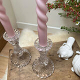 Pair of glass candle holders