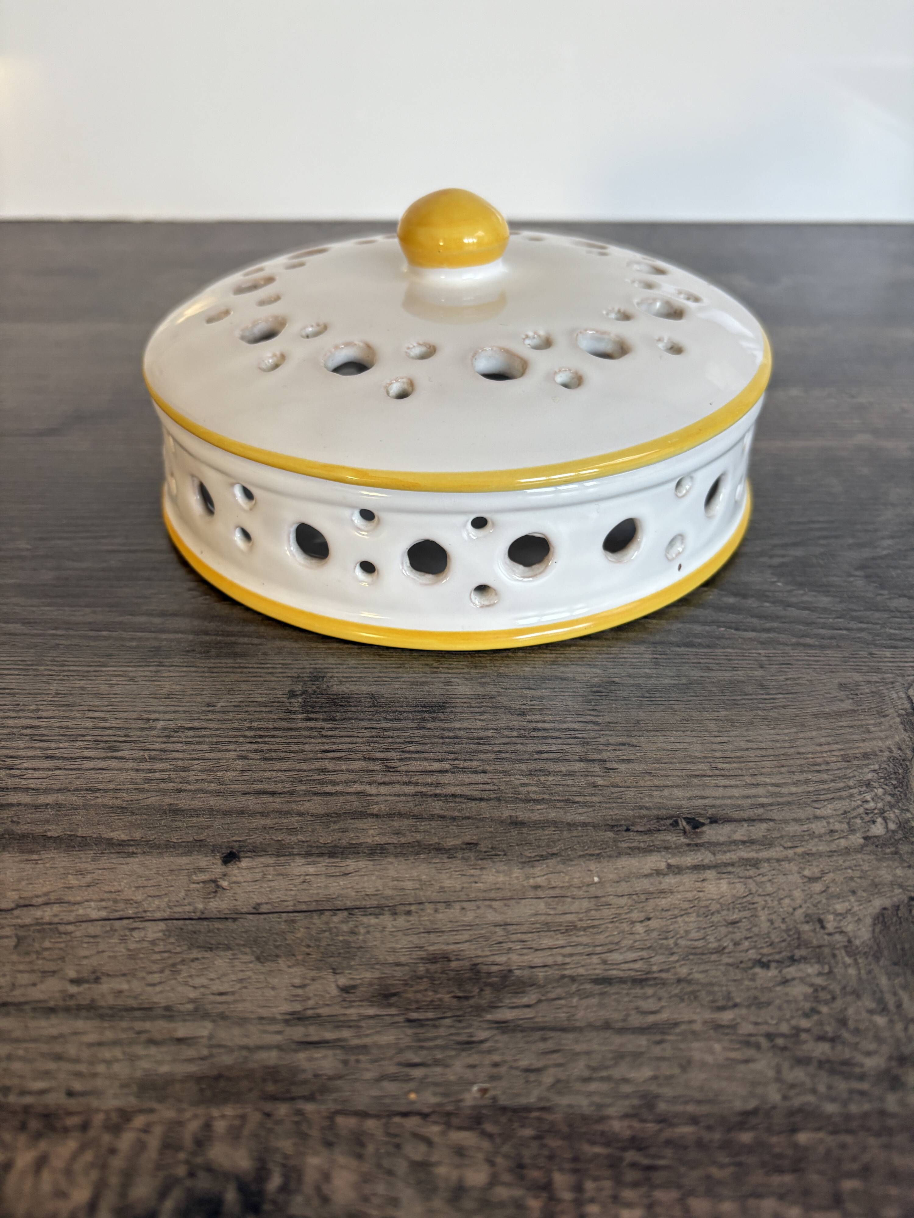Vintage perforated ceramic box Arlux Belgium – 1960s/70s