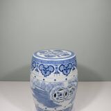 Ceramic stool/side table with oriental design. 1970-1980
