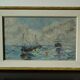 Old painting boat at sea signed