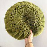 Vintage pleated velvet cushion