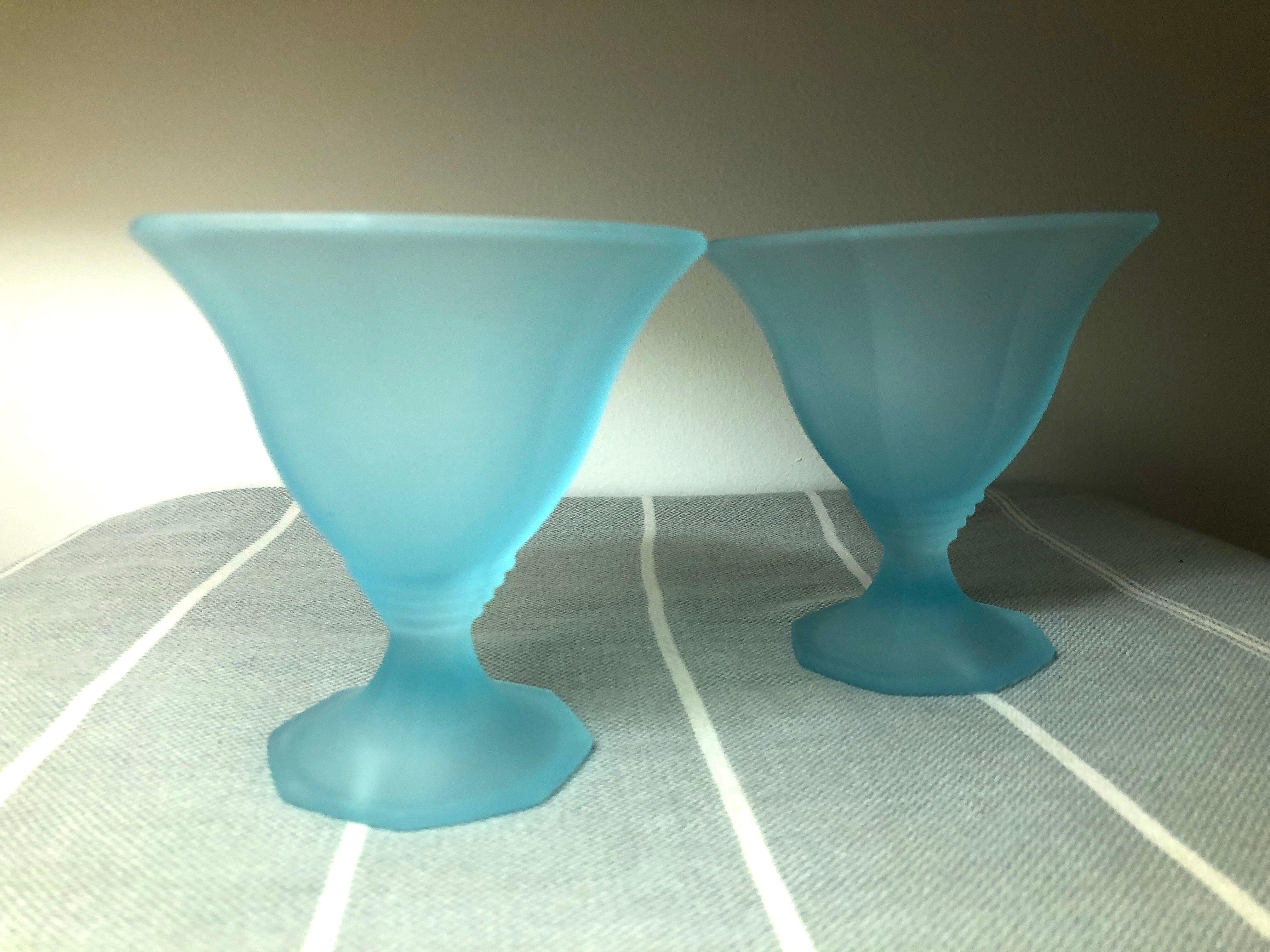 Vintage frosted blue ice cups