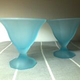 Vintage frosted blue ice cups