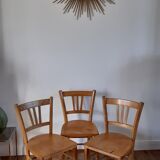 Trio of bistro chairs in beech 50s
