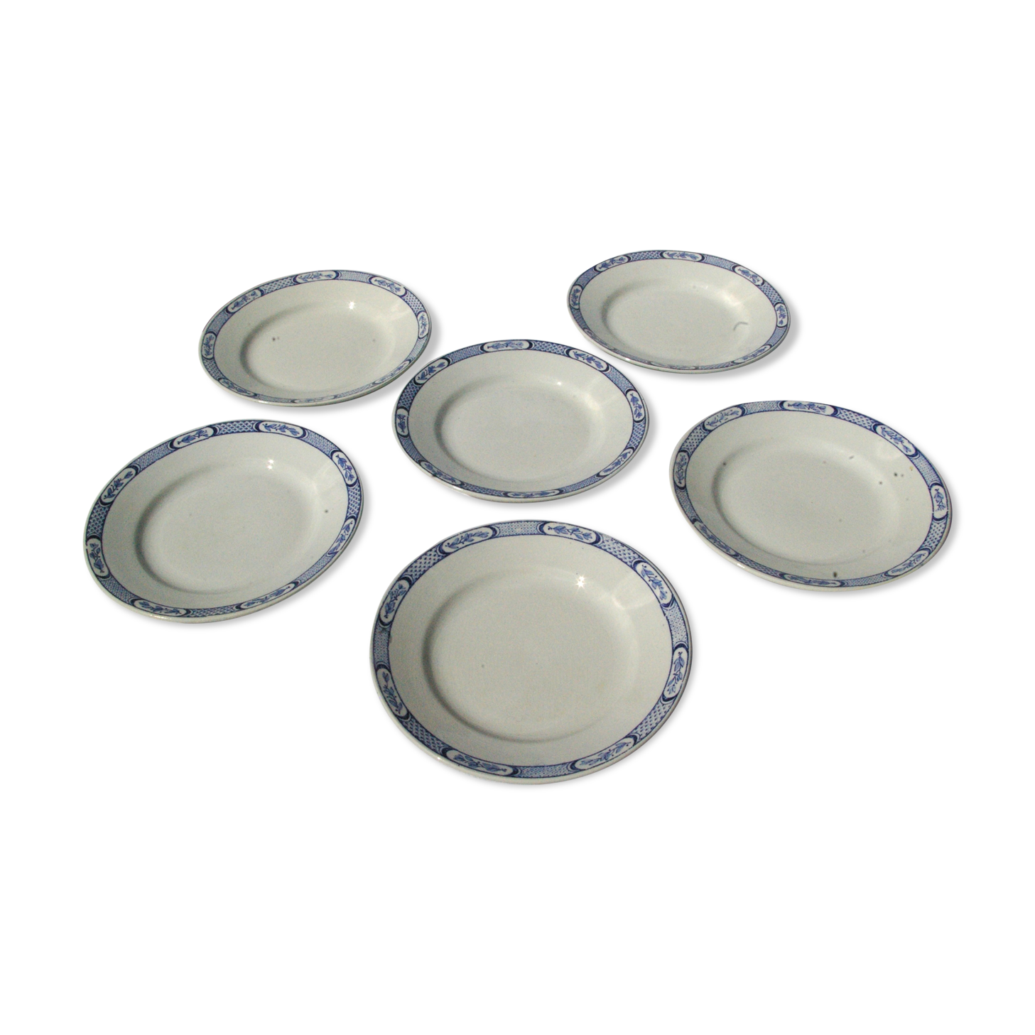 6 flat plates in Earthenware KG Lunéville livry model - D 21cm