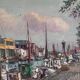 Vintage original Scandinavian harbor oil painting