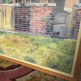 Huile sur toile « la serre dans le jardin » signée