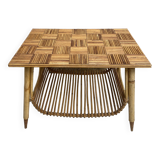 Table basse en bambou refendu et rotin 1960