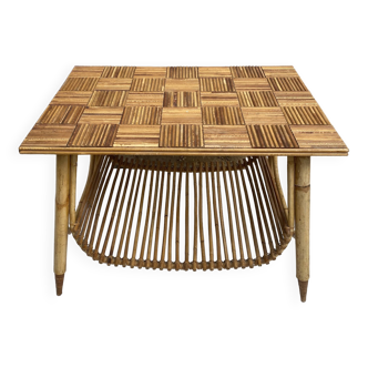 Coffee table in split bamboo and rattan 1960