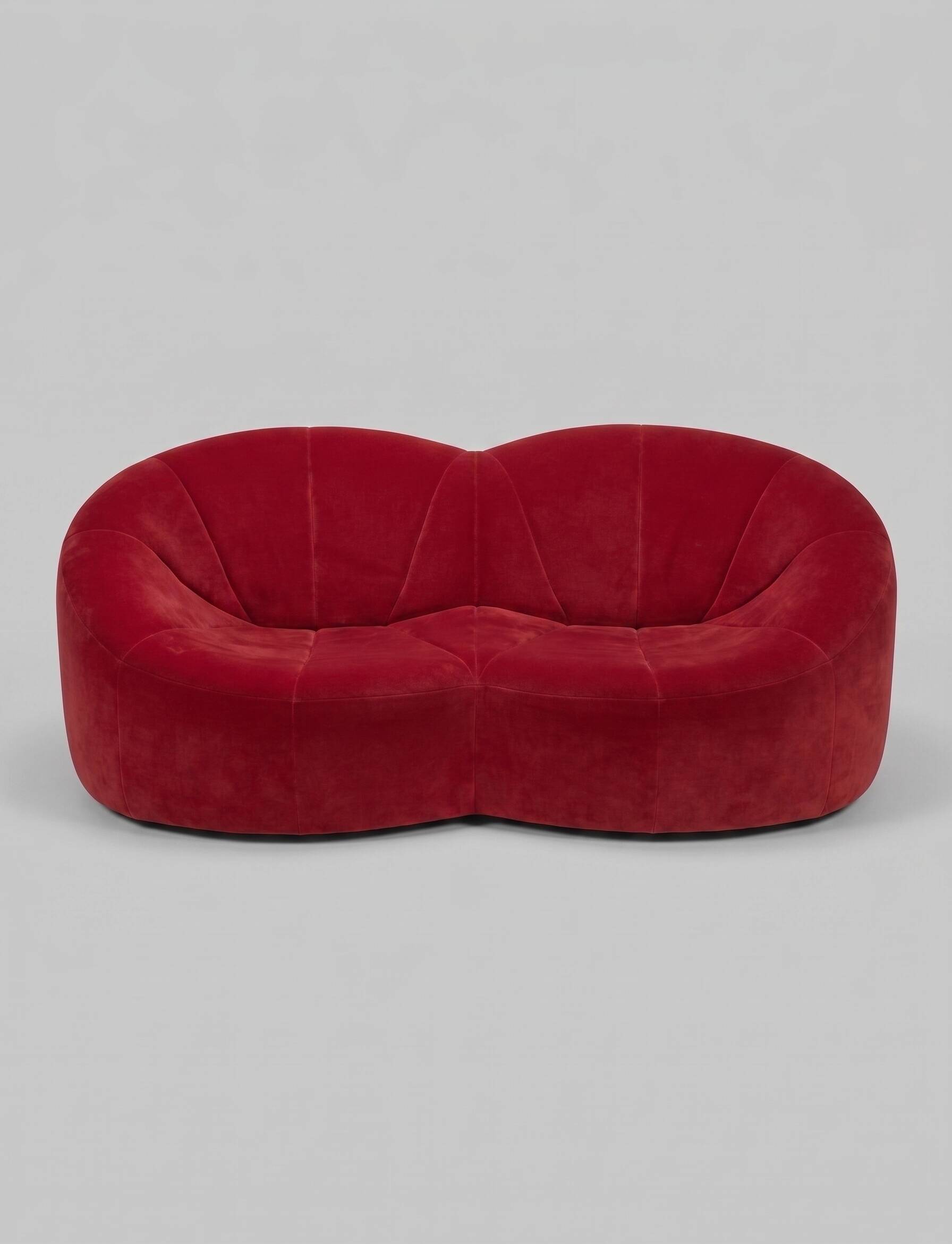 Two-seater pumpkin canapé by Pierre Paulin in red, very good condition.