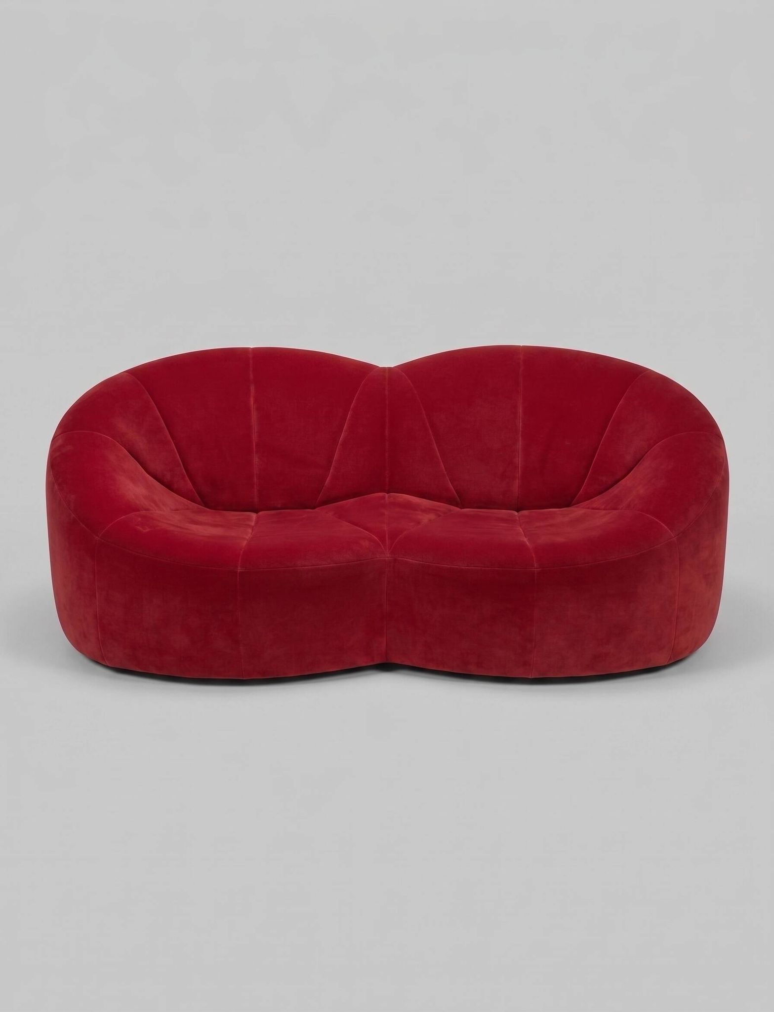 Two-seater pumpkin canapé by Pierre Paulin in red, very good condition.