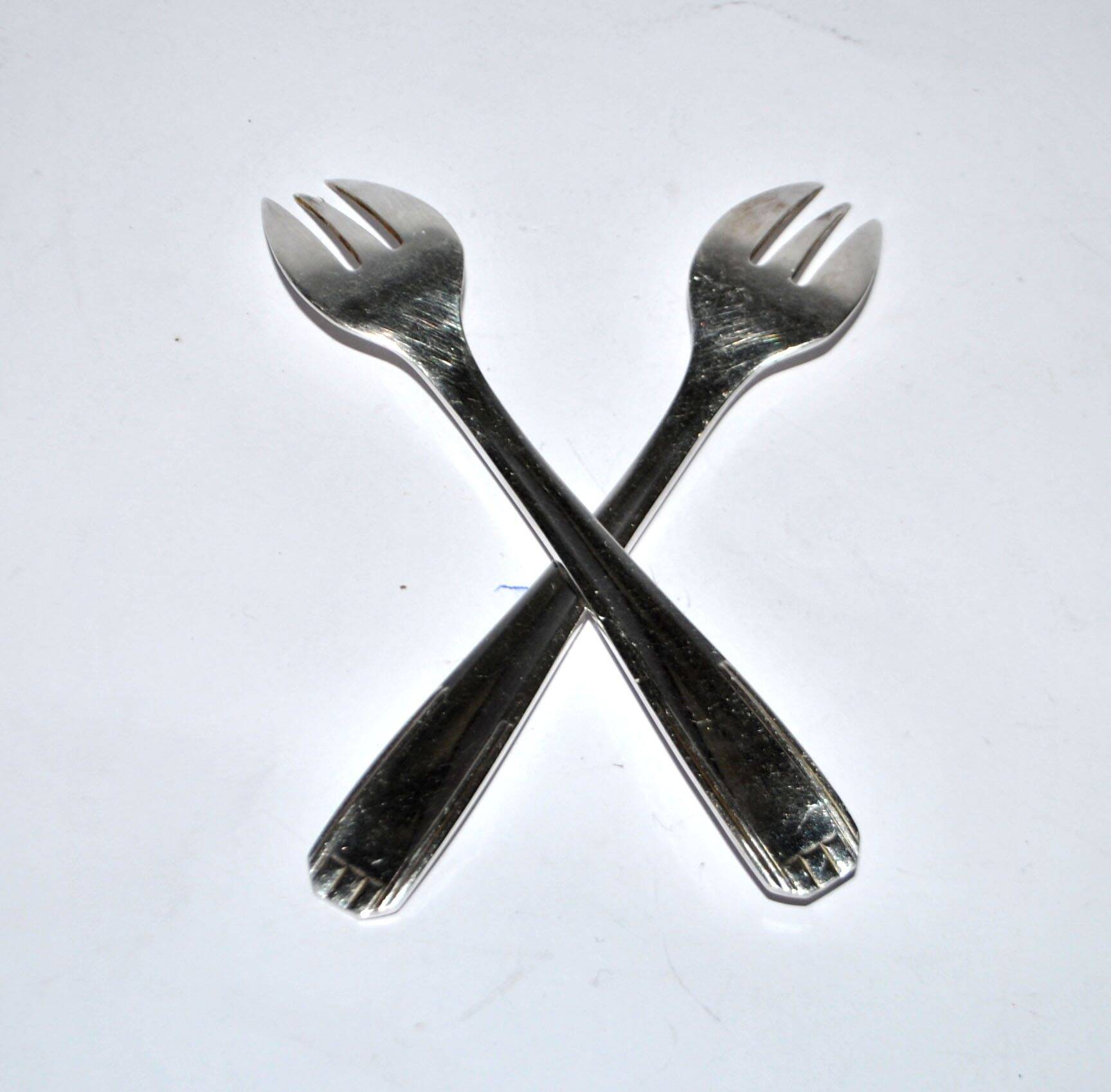 Christofle Alfenide – Lot of 2 dessert forks model Paris silver-plated Art Deco