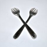 Christofle Alfenide – Lot of 2 dessert forks model Paris silver-plated Art Deco