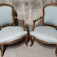 Fauteuils cabriolet Louis XV retapissés