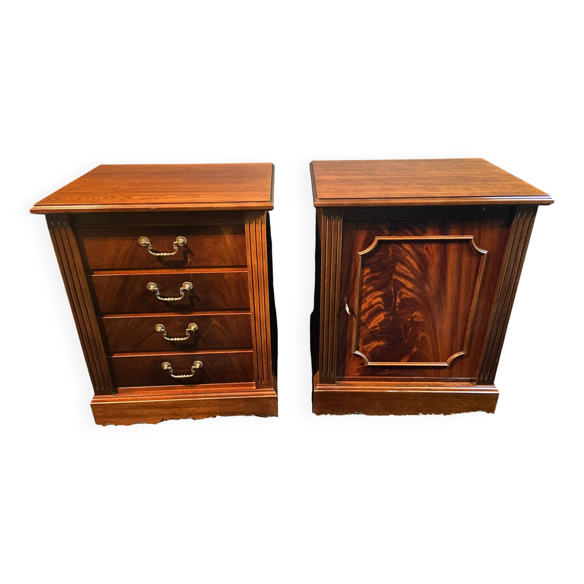 Pair of desk cabinets, mahogany filing boxes in English style.