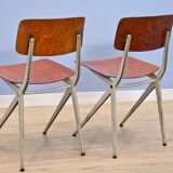Set of 2 Dutch industrial chairs in teak/plywood by Marko, 1960s